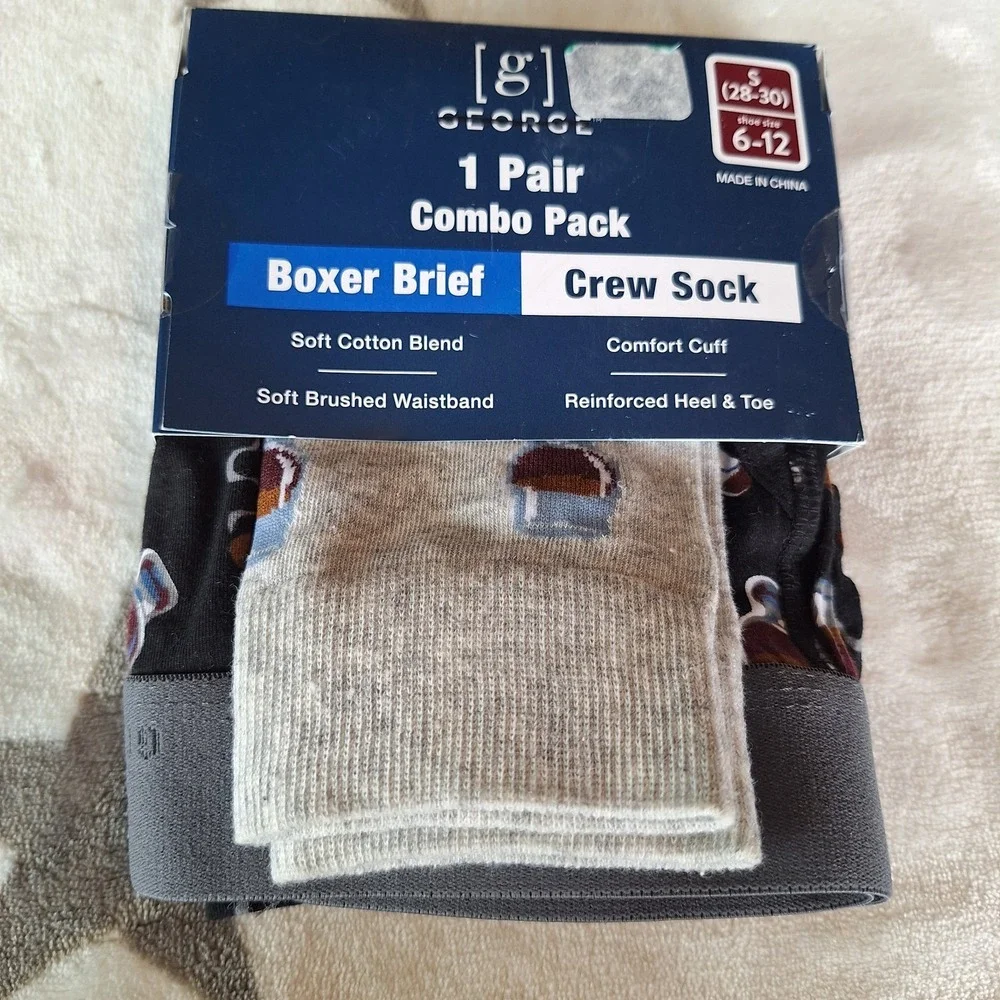 MENS BOXER BRIEF CREW SOCKS COMBO George Size S (28-30) COCKTAILS AND CIGARS - Picture 1 of 5